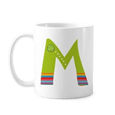 Imagem de M Alfabeto Laranja Frutas Padrão Bonito Caneca Cerâmica Café Porcelana Utensílios de Mesa