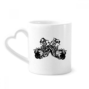 Imagem de Caneca preta com estampa de motociclista de motocicleta café cerâmica copo de coração de vidro