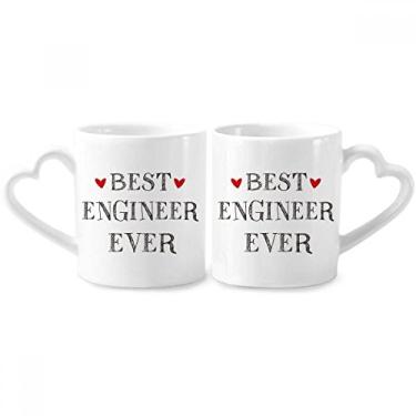 Imagem de Best Engineer Ever Quote Profession Couple Conjunto de canecas de porcelana de cerâmica para amantes de coração