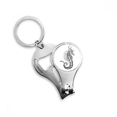 Imagem de Hippocampus Marine Life Ilustration Nail Nipper Ring Chaveiro Abridor de Garrafas Cortador