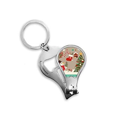 Imagem de Feliz Natal boneco de neve padrão cortador de unhas abridor chaveiro tesoura