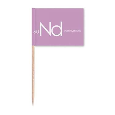 Imagem de Elementos Químicos Mesa Period Lanthanide Neodímio Nd Bandeiras de palito de dente Marcador Topper Decoração de Festa