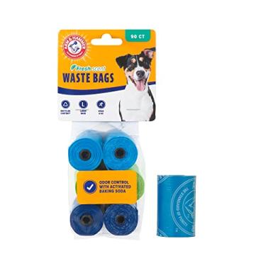 Imagem de Arm & Hammer Sacos de lixo descartáveis duráveis para cães e gatos com bicarbonato de sódio ativado, 90 sacos de cocô de cachorro, 23 x 35 cm