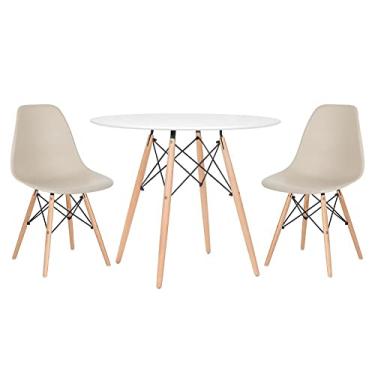 Imagem de Loft7, Mesa redonda Eames 90 cm branco + 2 cadeiras Eiffel Dsw