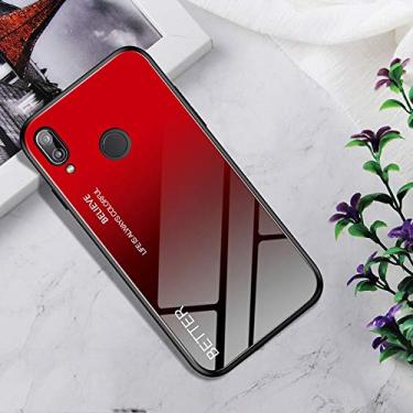 Imagem de LIYONG Capa de capa de telefone vidro temperado à prova de choque capa TPU para Huawei P20 Lite (nebulosa colorida) sacos mangas (cor: preto vermelho)