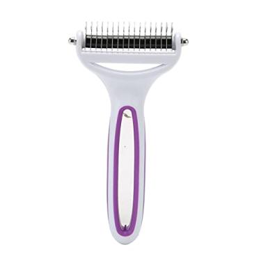 Imagem de Pente de Desmatagem para Animais de Estimação, 2 Em 1 Ancinho para Subpêlo para Animais de Estimação, para Evitar Deslizamentos, Massagem Lavável na Pele para Remover Nós (Roxo)