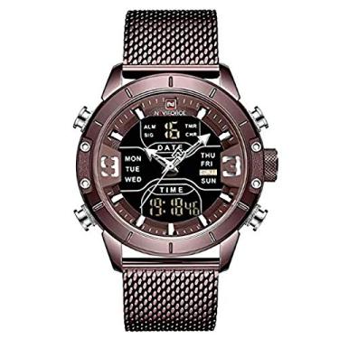 Imagem de Relogio Naviforçe Masculino Esportivo Pulseira Aço 9153 (AZUL) (MARROM)