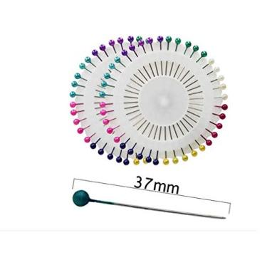 Imagem de ALFINETE COM CABEÇA COLORIDA EM FORMATO DE PEROLA - PATCHWORK