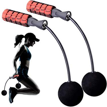 Imagem de Corda de salto, corda de velocidade de fitness, corda de pular sem fio, corda de salto pesada para academia de queima de gordura, equipamento de boxe para treino, pular, perda de peso para adultos, crianças, mulheres (vermelho)