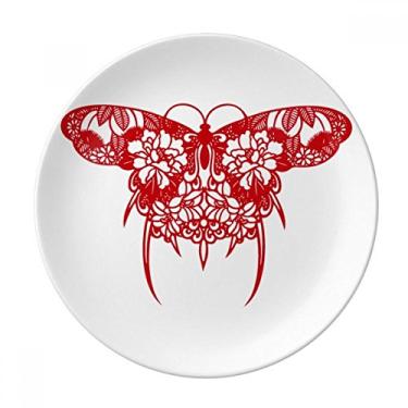 Imagem de Prato de corte de papel de cultura tradicional chinesa Salver Prato de jantar de porcelana decorativa