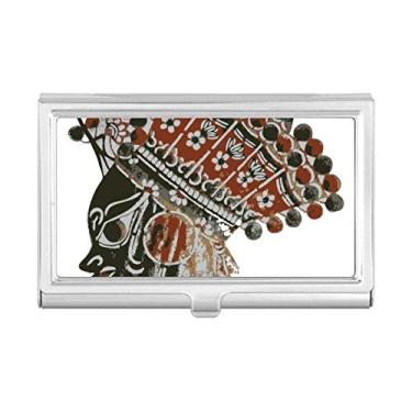 Imagem de Porta-cartões de visita com retrato de minoria tradicional Shadow Play, porta-cartões