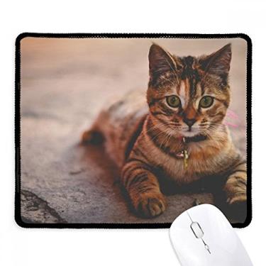 Imagem de Mousepad com fotografia de gato silenciosa com borda costurada, tapete de borracha para jogos