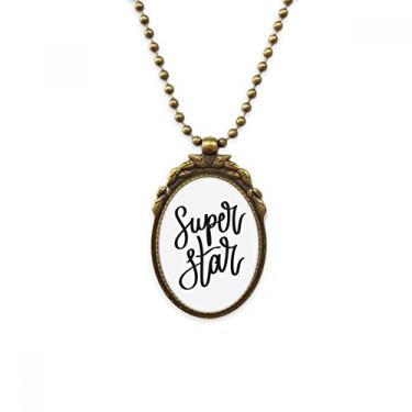 Imagem de DIYthinker Colar de latão antigo com citação Super Star, joia de luxo