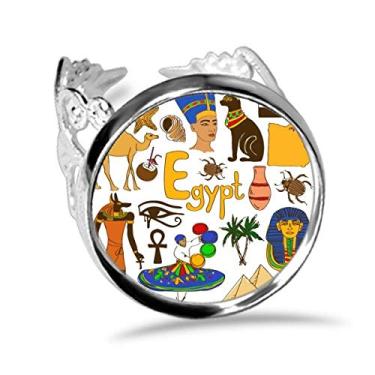 Imagem de DIYthinker Anel de noivado com bandeira nacional Egypt Landscap Animals ajustável amor casamento