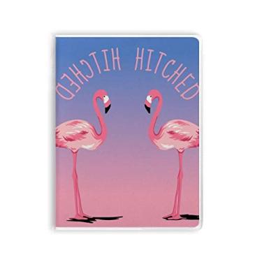 Imagem de Diário de capa macia para casais de flamingo, Art Deco, presente moderno