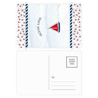 Imagem de Veleiro Ocean Love Sea Sailing Blue Christmas Christmas Flower Celebration Cartão postal Blessing Mailing