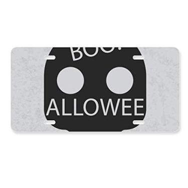 Imagem de DIYthinker Etiqueta de aço inoxidável para decoração de placa de carro simples caveira de Halloween