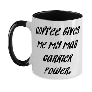 Imagem de Caneca New Mail Carrier Two Tone 325 ml, Coffee Give Me My Mail Carrier Power, presente para colegas de trabalho, melhores presentes de amigos