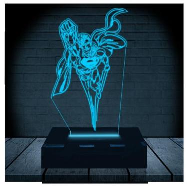 Imagem de Luminária Led Abajur  3D  Super Homem Man Dc Heroi 3 - Rb Criações