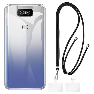 Imagem de Shantime Capa Asus Zenfone 6 ZS630KL + cordões universais para celular, pescoço/alça macia de silicone TPU capa protetora para Asus Zenfone 6z (6,4 polegadas)