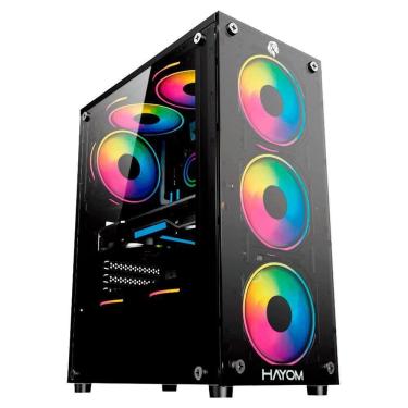 Imagem de Gabinete Gamer Hayom Gb1729, Usb 3.0, Lateral Em Vidro Temperado, 4x Fans Rgb