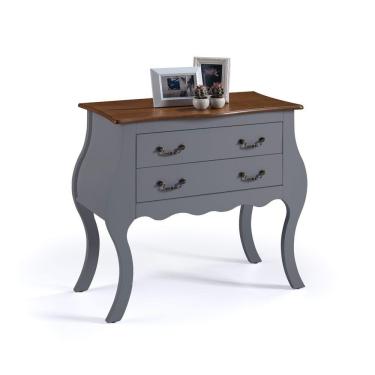 Imagem de Cômoda Bombê com 2 Gavetas Linz Móveis 1007 - Cinza/Imbuia Glazer