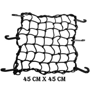 Imagem de Rede Aranha Moto Redinha Carga 45x45cm Gancho Plastico Preto
