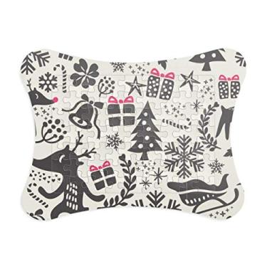 Imagem de Moldura de quebra-cabeça de festival abstrato Merry Christmas Snow Decoração de imagem Enfeite de jogo de quebra-cabeça