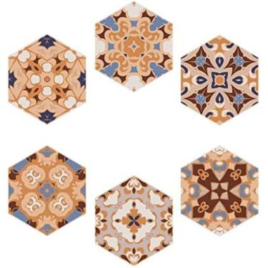 Imagem de Adesivo Hexagonal Hexagonal Antiderrapante Adesivo Para Piso De Vinil Descascar E Colar Revestimento De Parede Autoadesivo À Prova D'água Para Azulejo 7,87 X 9,05 Polegadas,12 Unidades,Pleasant63