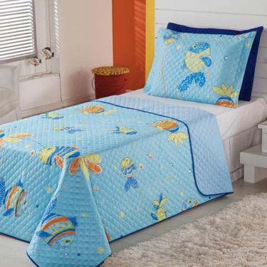 Imagem de Kit Cobre Leito Dupla Face Infantil 2 Pecas - Oceano