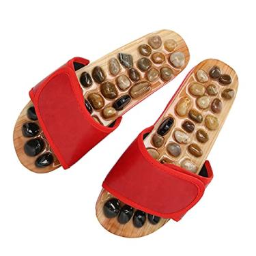 Imagem de Chinelo de Massagem Nos Pés Chinelos Plantar Sapatos Femininos Shiatsu Seixos Ferramenta Sandálias Com Ferramenta Vermelha para Mulher Espelhos (35-36)