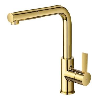 Imagem de Torneira Monocomando Gourmet de Cozinha Chipre Bela Metais Dourado