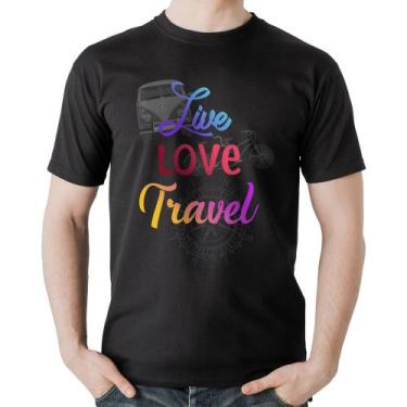 Imagem de Camiseta Algodão Live Love Travel - Foca Na Moda