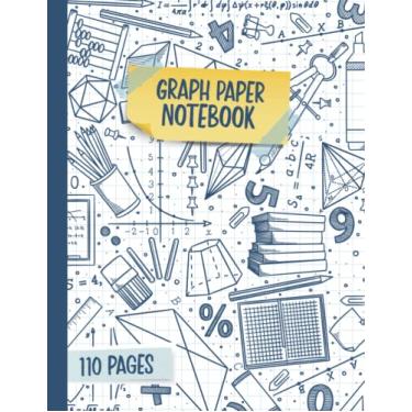 Imagem de Caderno de composição de papel quadriculado: 4 x 4 (8,5 x 11) 110 páginas, um caderno gráfico para estudantes, engenheiros e professores de matemática e ciências brochura