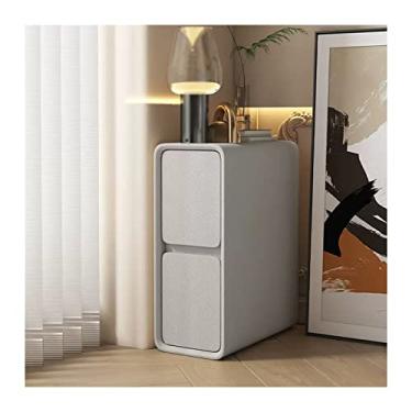 Imagem de Mesas laterais de cama mesa de cabeceira com 2 gavetas economia de espaço mesa de cabeceira ultra estreita mesas de canto de madeira mesa lateral armário de cabeceira para sala de estar quarto escritório, mesinhas de cabeceira cinza (tamanho: C35xD40xA50cm)