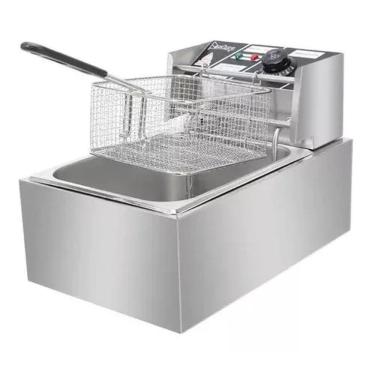 Imagem de Fritadeira Profissional 1 Cuba 6l Com Tampa Elétrica 220v 