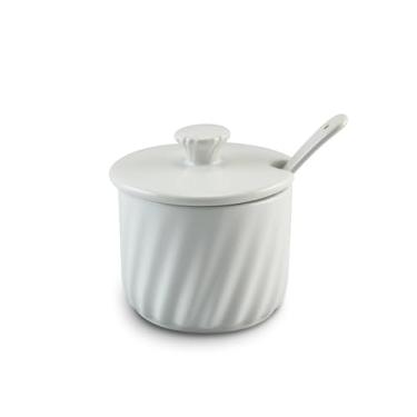 Imagem de Açucareiro C/Colher De Cerâmica 250gr Twist Ceraflame Gourmet Branco