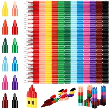 Imagem de Spakon Conjunto de giz de cera empilhável de Natal com 30 peças de giz de cera empilháveis de 12 cores para meninos e meninas, lembrancinha de festa de Natal para estudantes, adolescentes, aniversário