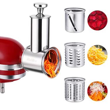 Imagem de Acessório de triturador de fatiador de aço inoxidável para batedeira KitchenAid, máquina de salada grande com fatiador de legumes, ralador de queijo, acessórios para cozinha, pode ser lavado na