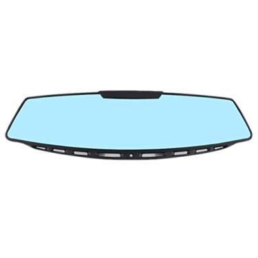 Imagem de ESreake Espelho retrovisor de carro antirreflexo azul de 30,5 cm, clipe interno universal em espelho retrovisor convexo HD grande angular para reduzir o ponto cego para carros SUV (espelho azul/antirreflexo, formato de leque de 30,5 cm)
