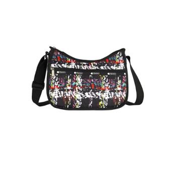 Imagem de LeSportsac Bolsa tiracolo Hobo clássica de trama de corrida + bolsa cosmética, estilo 7520/cor E474, estilo confete festivo e colorido, estampa abstrata de tecelagem, design xadrez interpretativo