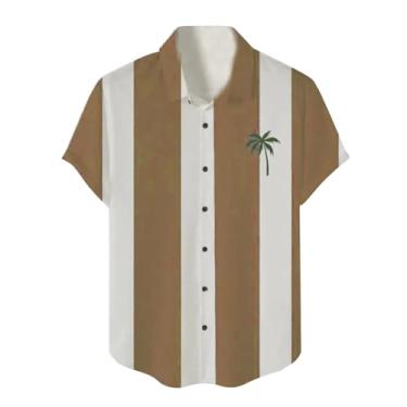 Imagem de Camiseta masculina de manga curta com estampa casual de verão e praia masculina para férias, Café, G