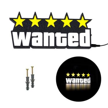 Imagem de Placa Luminária Decorativa Temática Wanted GTA V
