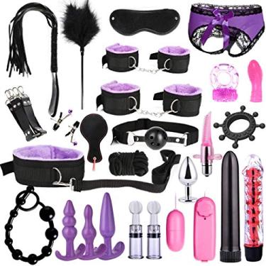 Imagem de LEQC 26 peças de restrições de cama bdsm para sexo, kits de restrições de bondage de couro, brinquedos sexuais excêntricos, jogo de bola de gangue, massageadores vibradores para casais
