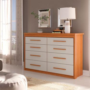 Imagem de Cômoda Elegance 8 Gavetas Freijó Wood e Off White