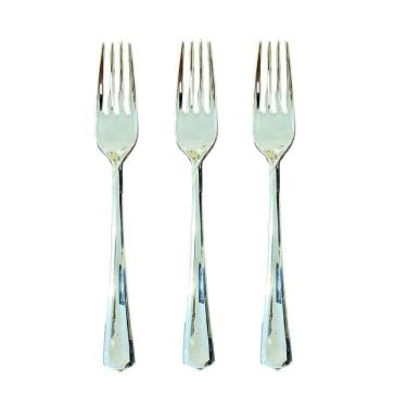 Imagem de Garfos Refeição Descartáveis Luxo Plástico Prata 18Cm- 36Un