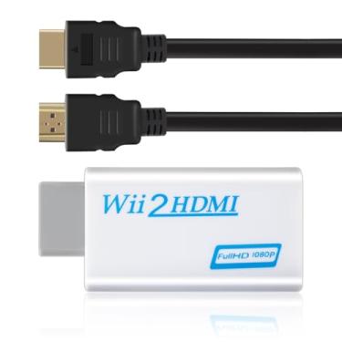 Imagem de Conversor Wii para HDMI 1080P com conector de áudio - adaptador hdmi wii compatível com Wii, Wii U, HDTV, cabo HDMI de 1,5 m, adaptador de conexão ao console Wii, compatível com nintendo wii todos os