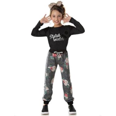 Imagem de Calça Jogger Infantil Menina Moletom Eco Peluciado Tam 4 a 12 - Pic Nic-Feminino