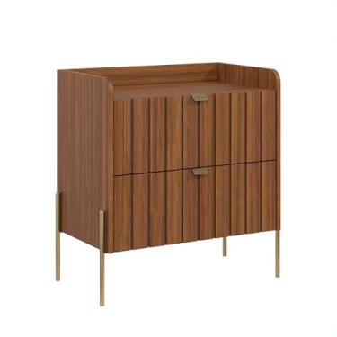 Imagem de mesa lateral para cama moriah 60cm retro 100% mdf com gaveta cinza com dourado (Cinamomo)