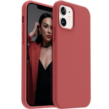 Imagem de Capa protetora de corpo inteiro AOTESIER compatível com iPhone 12 e iPhone 12 Pro de 6,1 polegadas (2020), ultrafina, de borracha de silicone líquida macia premium (hibisco)
